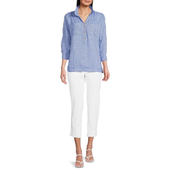 Willi Smith White Crop Pants - White Straight Leg Capris Pants - Size 4 - Picture 14 of 15